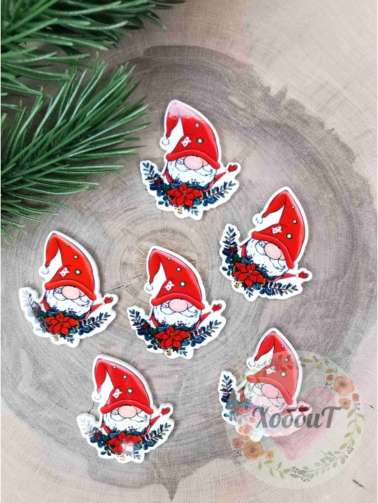 Кабошон-вырубка "Гномик в колпаке" 3,2*3,7см.